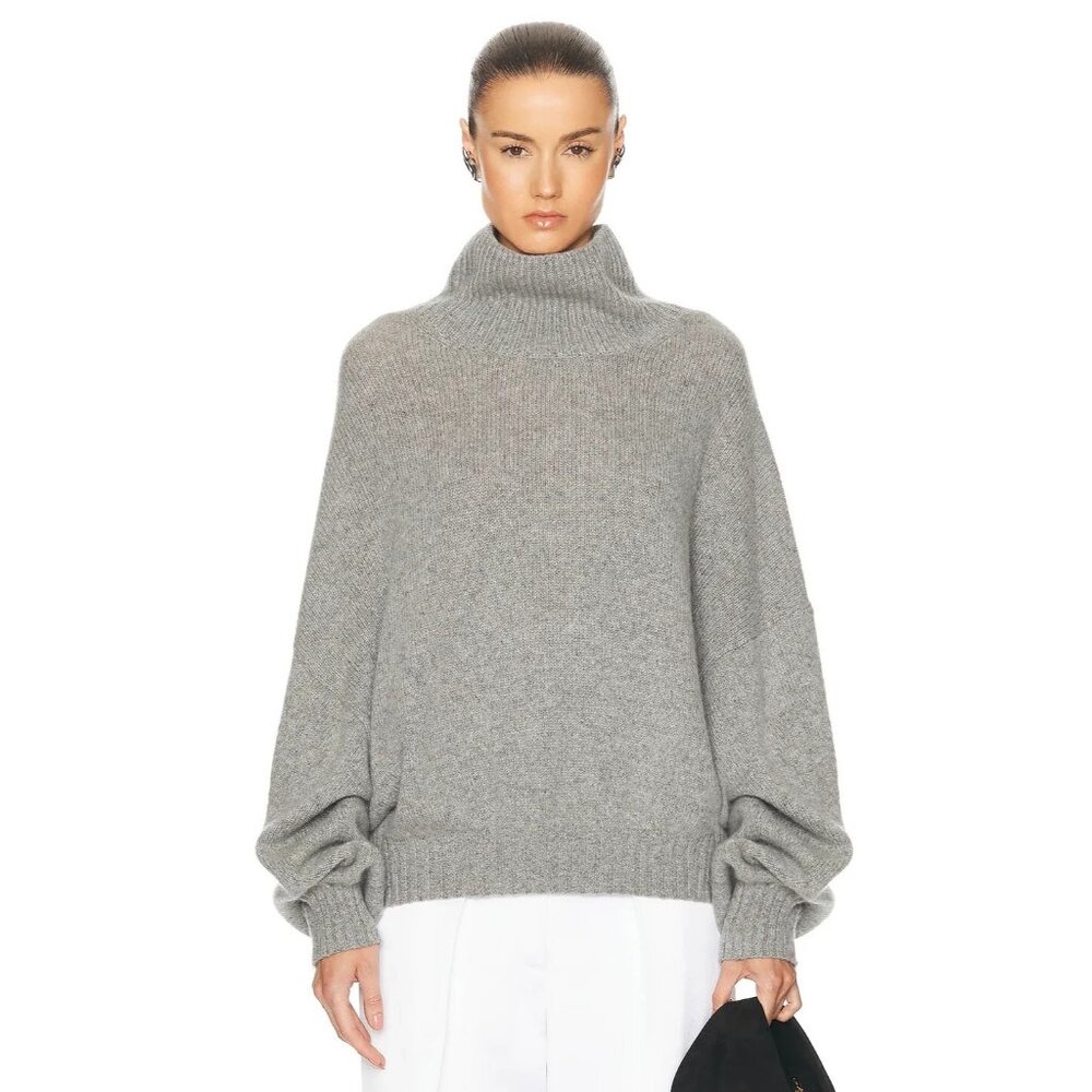 KHAITE Morris Cashmere Sweater in Granite Grey - Picture 3 of 6
